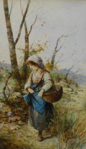 P. Lary (19thC English School). Off to market, watercolour, attributed, 41cm x 26cm.