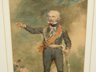 William Derby (1786-1847). Field Marshall Prince Blucher, after Sir Thomas Lawrence, watercolour, signed, attributed verso, 26cm x 19cm. - 3