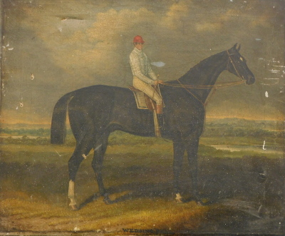 Circle of Samuel Spode. Wedding Peal, racehorse with jockey in white silks, oil on canvas, signed and titled, 52cm x 60cm.