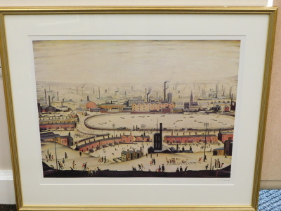 Laurence Stephen Lowry (1887-1971). The Pond, artist signed limited edition print, AFK blind stamp, signed to the mount, 44cm x 54cm. - 2