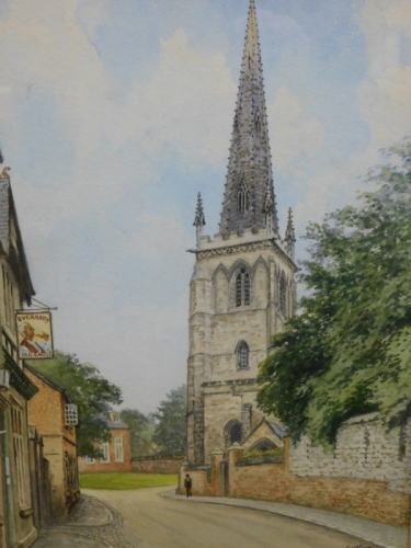 Albert Henry Findley (1880-1975). St. Mary's Church, Castle Green, watercolour, signed, 33cm x 23cm.