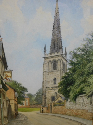 Albert Henry Findley (1880-1975). St. Mary's Church, Castle Green, watercolour, signed, 33cm x 23cm.