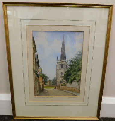 Albert Henry Findley (1880-1975). St. Mary's Church, Castle Green, watercolour, signed, 33cm x 23cm. - 2