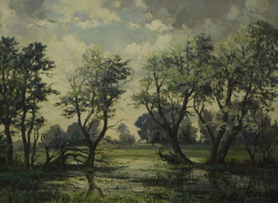 Clive Browne (1901-1991). Watermeadows Humberston, oil on canvas, signed, 55cm x 75cm.