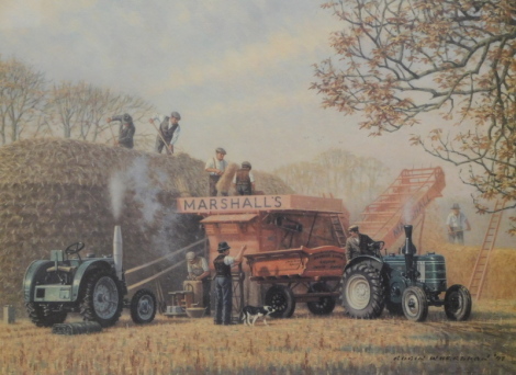 Robin Wheeldon (b.1945). Marshall threshing set, artist signed proof, signed and numbered to the mount, 30cm x 42cm.