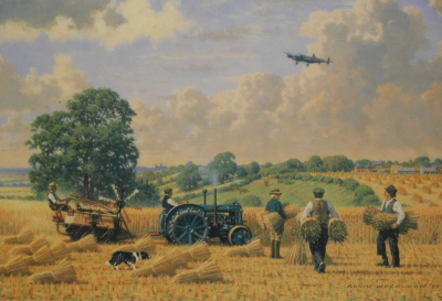 Robin Wheeldon (b.1945). Wartime harvest - Waddington, Lincolnshire, artist proof, signed to the mount, 30cm x 42cm.