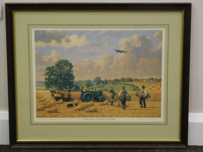 Robin Wheeldon (b.1945). Wartime harvest - Waddington, Lincolnshire, artist proof, signed to the mount, 30cm x 42cm. - 2