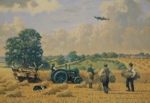 Robin Wheeldon (b.1945). Wartime Harvest, Waddington, Lincolnshire, artist proof signed to the mount, 31cm x 42cm.