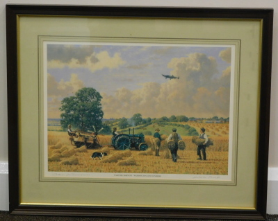 Robin Wheeldon (b.1945). Wartime Harvest, Waddington, Lincolnshire, artist proof signed to the mount, 31cm x 42cm. - 2