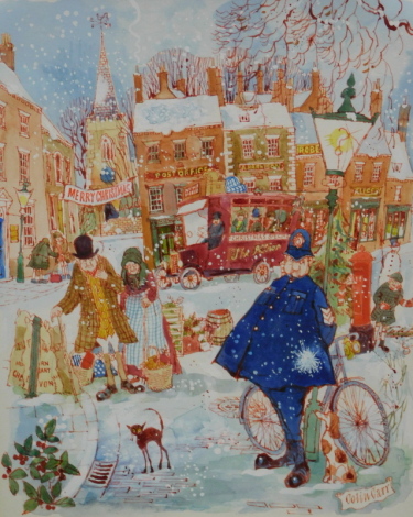 Colin Carr (1929-2002). Merry Christmas, watercolour, signed, 29cm x 23cm.