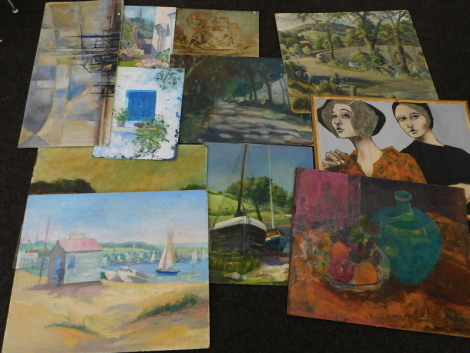 20thC School. A folio of oil paintings, various artists (11).