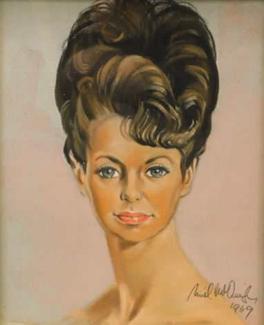 Noel McQueen(?) (20thC). Head and shoulders portrait of a woman, pastel, signed and dated 1969, 39cm x 31cm.