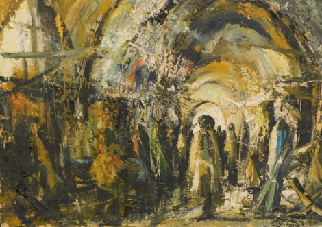 K. Hosrock (20thC). Street scene, Tehran, oil on canvas, indistinctly signed, titled and dated 1968, 49.5cm x 69cm.