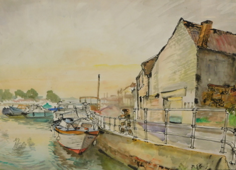 Gordon Cumming (20thC). Brayford Wharf, watercolour, signed and dated (19)75, 41.5cm x 54cm