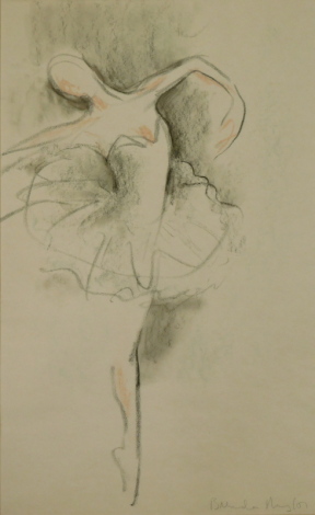 Brendan Naylor (b1968). Ballerina, charcoal and chalk, signed, 37cm x 21cm.