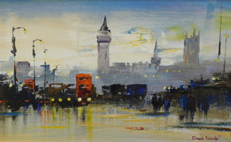 Roberto Luigi Valente (1926). London, oil on paper, signed, 18cm x 32cm and another with accompanying paperwork (2).