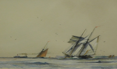 Peter Whittock (20thC). Fair wind of the North Faland, watercolour, signed, 32cm x 51cm.