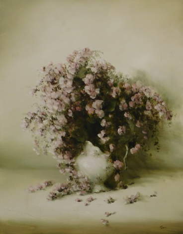 J. Levin. Floral study, oil on canvas, signed, 91cm x 71cm