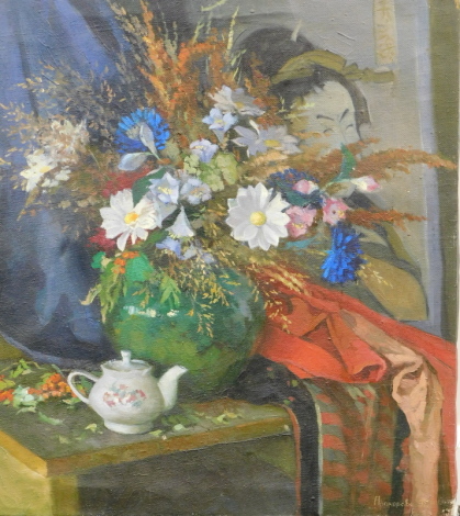 Arina Prohorova. Still life, oil on canvas, signed, titled and dated (19)92, verso, 69cm x 63cm.