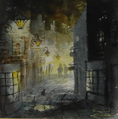 Bernard Wheadon (20thC). Church Street, Whitby, watercolour, signed and titled verso, 14cm x 14cm.