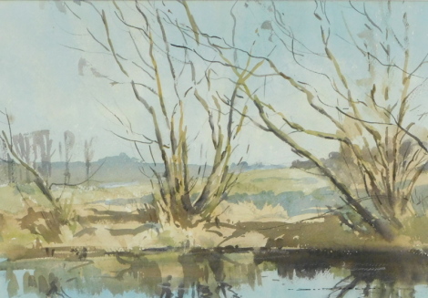 David Green (b.1951). Winter Pool watercolour signed, 25cm x 35cm.