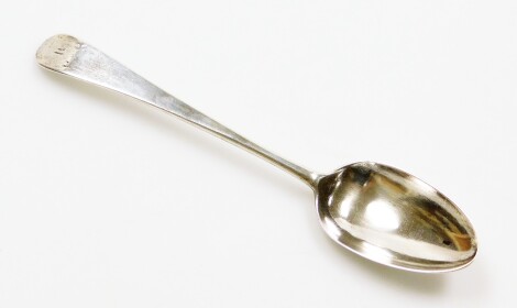 A George III silver Fiddle pattern table spoon, with initials RPR, makers stamp HB Chester, 2½ oz.