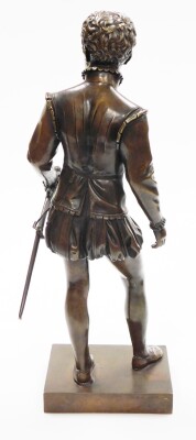 After Baron Francois-Joseph Bosio (French, 1768-1845). King Henry IV Enfant, the brown patinated bronze figure cast as a young boy with one hand resting on the hilt of his sword, the rectangular base incised "Baron Bosio", 47cm high. - 3