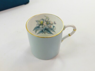 A Royal Worcester porcelain coffee set decorated in the Woodland pattern, comprising six demi-tasse coffee cans and saucers, boxed. - 4