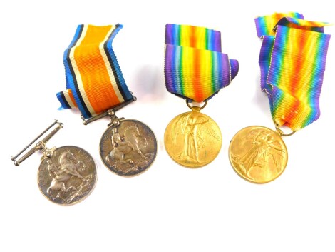 Two WWI father and son medal pairs, named to P NR F Parker, Royal Engineers, 227843., and Pte A C Parker, Sussex Yeomanry, 2741., comprising Great War and Victory medals. (4)