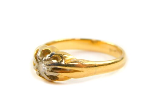 An 18ct gold and diamond gentleman's solitaire ring, high claw set, approx 1/2ct, size S, 5.8g.