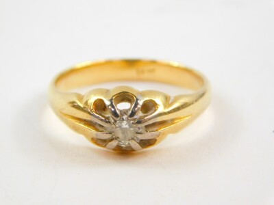 An 18ct gold and diamond gentleman's solitaire ring, high claw set, approx 1/2ct, size S, 5.8g. - 2