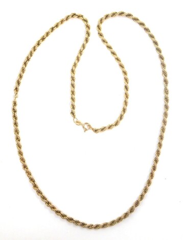 A 9ct gold rope twist neck chain, on a bolt ring clasp, 6.8g.