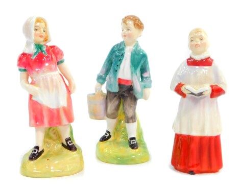 Three Royal Doulton figures, comprising Jack HN2060., Choir Boy HN2141., and Jill HN2061. (AF) (3)