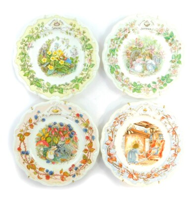 A set of four Royal Doulton Four Seasons plates, Bramley Hedge Gift Collection, comprising Winter, Spring, Summer and Autumn.