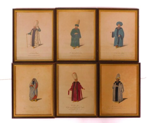 Six hand coloured engravings from William Wittemand, Travels in Turkey Asia Minor, etc., comprising A Lady of Grand Cairo, The Capi Aga., A Chiaous Bashi., The Superior of The Derviches., A Cadi Asker or Judge., and The Capitan Bachi., published by R Phil