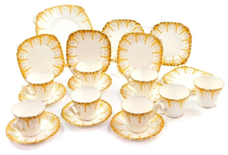 A Royal Albert porcelain part tea service decorated in the April Showers pattern, comprising bread plate, eight tea cups, six saucers and tea plates.