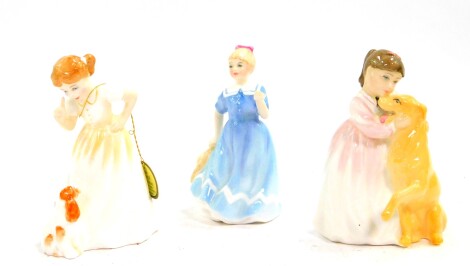 Three Royal Doulton figures, comprising Buddies HN3396., Sit HN3123., and a Posy For You HN3606.