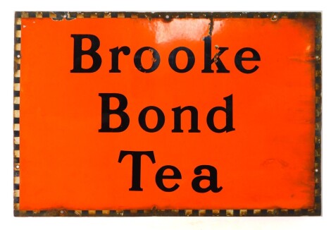 A Brooke Bond Tea orange backed enamel advertising sign, 50.5cm high, 78cm wide.