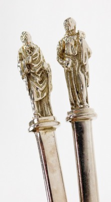 Two Edward VII silver Elkington and Co apostle serving spoons, each with apostle figure to top, Birmingham 1906, 6oz. - 2