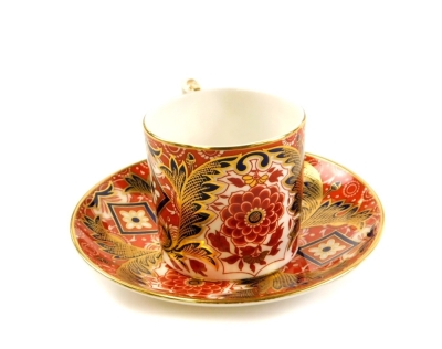 A group of ceramics, to include a Royal Crown Derby Imari pattern collectors plate, a Royal Crown Derby The Curators collection acanthus cup and saucer set, a Booths England plate and a Le Moche plate. (5) - 5