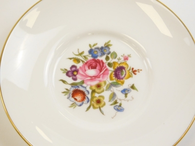 A part set of Royal Worcester coffee cans, comprising six saucers with gilt decoration and floral design together with five associated coffee cans. - 3