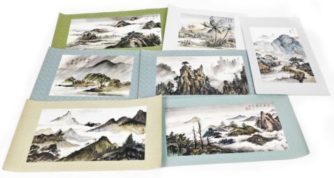 A group of Chinese watercolour scroll pictures, of varying size and decoration. (a quantity)