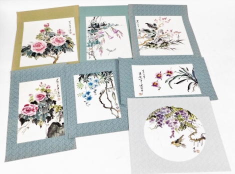 A group of Chinese watercolour scroll pictures, of varying size and decoration. (a quantity)