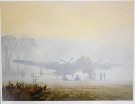 After Gerald Coulson. Off Duty Lancaster at Rest, print 60cm x 78cm, framed and glazed.