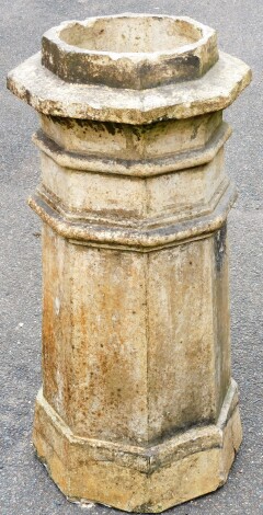 A reconstituted stone turret chimney pot, 86cm high. (AF)