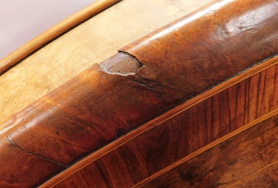 A fine Victorian burr walnut and marquetry breakfast table, with cross banded oval quarter veneered tilt top, and a jewel carved central pillar on heavy moulded cabriole legs with brass and ceramic castors, 74cm high, 146cm wide, 113cm deep. - 3