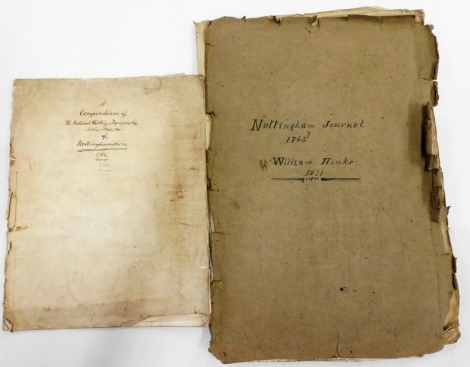 Hinks (William) e.d Nottingham Journal, 1763; an offcut of another National History Work relating to Nottinghamshire. (2)