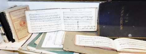 Music manuscripts, a small box containing mixed music and handwritten manuscripts, mostly organ with some change ringing.