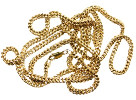 A 9ct gold byzantine link double chain, 90cm long overall, 16.2g.