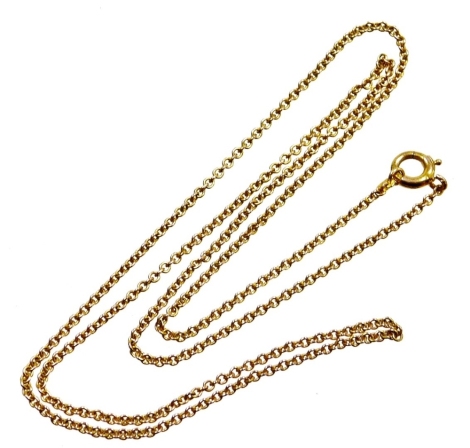 A 9ct gold fine link chain, 42cm long, 2.4g.